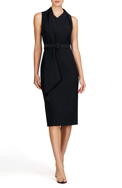 Kay Unger Annika Sleeveless Cocktail Midi Dress in Black 