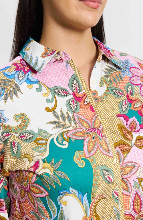 Shop Foxcroft Charlie Floral Paisley Cotton Button-up Shirt In Multi Paisley