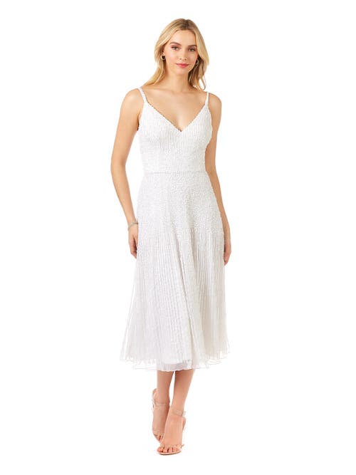 Lara New York Gemma Beaded Tank Midi Dress In Ivory