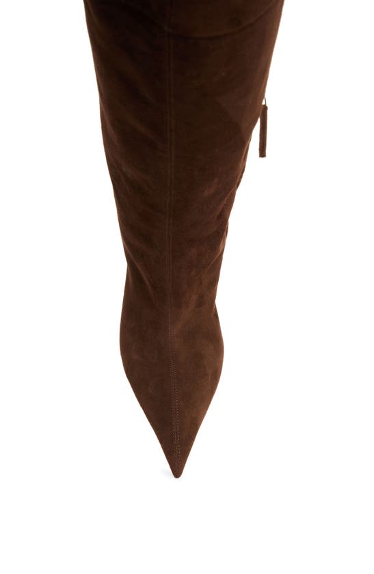Shop Amina Muaddi Fiona Pointed Toe Thigh High Boot In Coffee