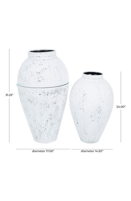 Ginger Birch Studio Set Of 2 Metal Vases In White