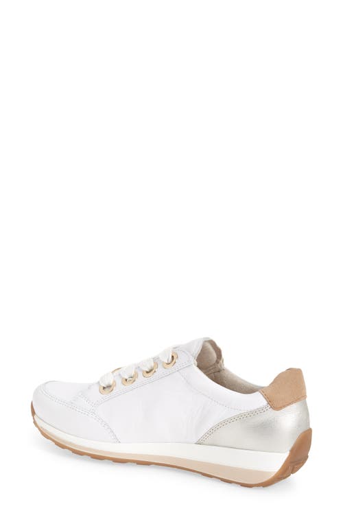 Ara Ollie Lace-up Sneaker In White Daytona/silver Metallic