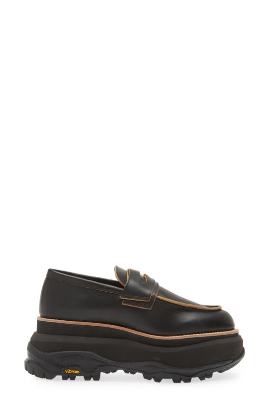 Sacai Black Platform Loafers In Black