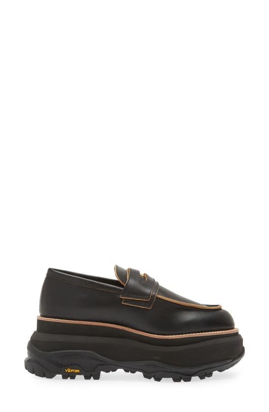 Shop Sacai Platform Penny Loafer In Black