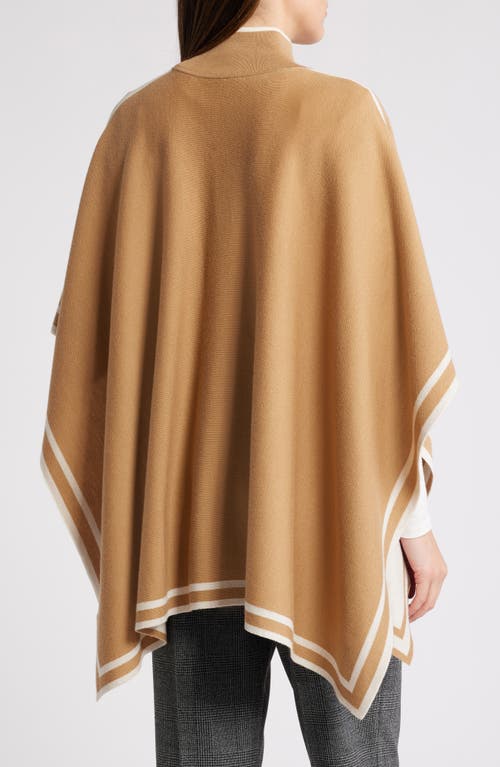 Hugo Boss Boss Lalena Mock Neck Virgin Wool Poncho In Iconic Camel