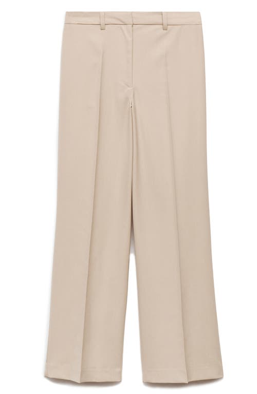 Shop Mango Pleat Front Straight Leg Pants In Sand