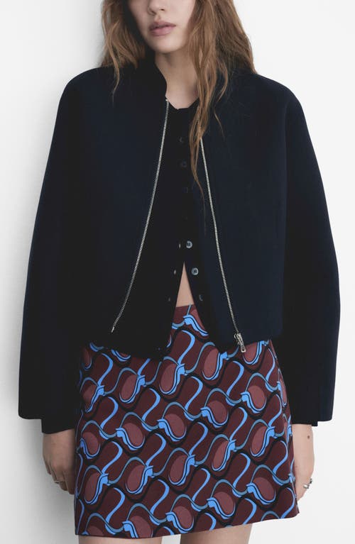 Shop Mango Bomber Jacket In Dark Navy
