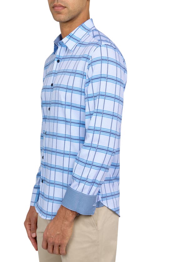 Shop Construct Slim Fit Houndstooth Four-way Stretch Performance Sport Shirt In Blue