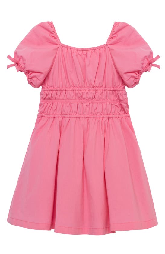 Shop Peek Aren't You Curious Kids' Puff Sleeve Smocked Poplin Babydoll Dress In Pink