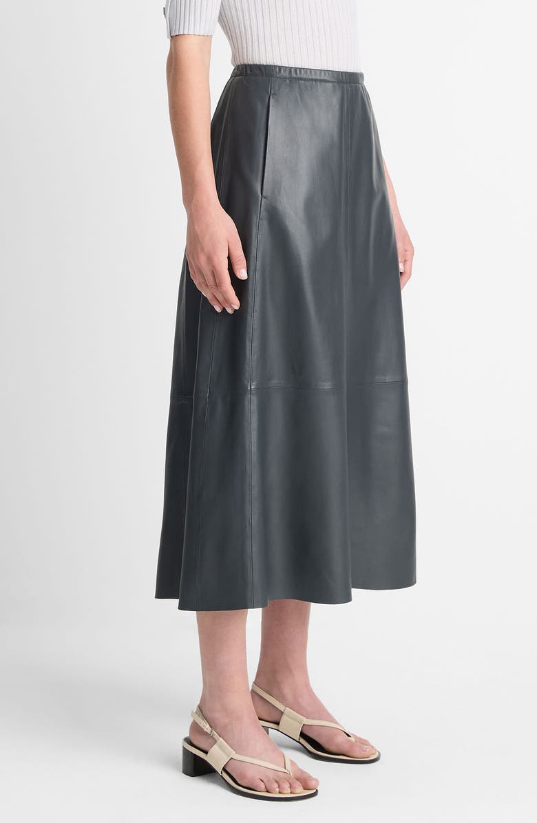 The Verona Leather Front-Slit Midi Skirt