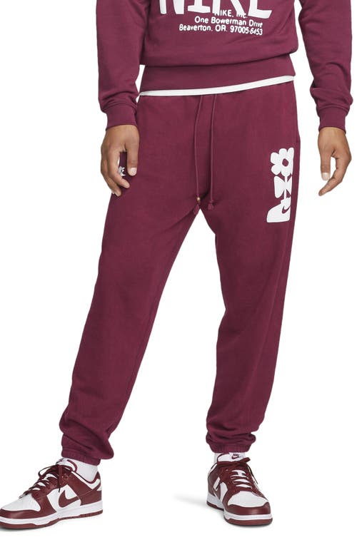 Nike Men's Washed Cotton French Terry Sweatpants in Dark Beetroot/Dark Beetroot