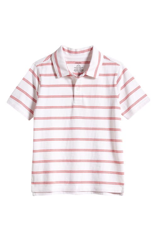 Shop Nordstrom Kids' Stripe Cotton Polo In White- Red Pin Stripe