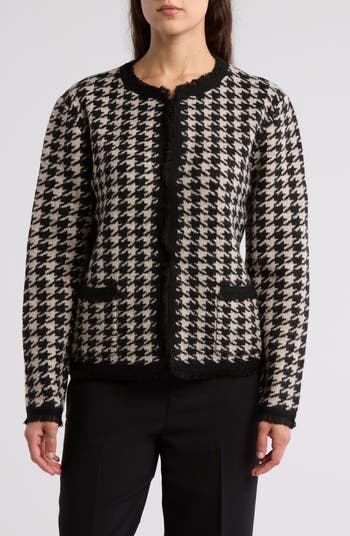 Max Edition shops boxy cropped houndstooth sweater