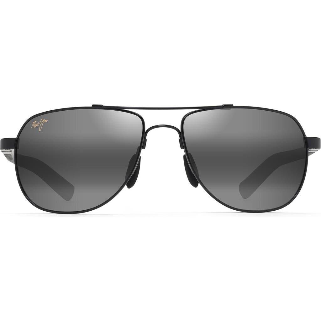 Maui Jim Guardrails 56mm Polarizedplus2® Aviator Sunglasses In Black
