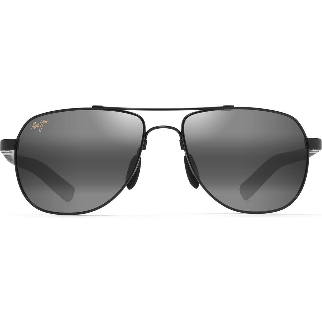 Maui Jim Guardrails 56mm Polarizedplus2® Aviator Sunglasses In Gunmetal/black/grey