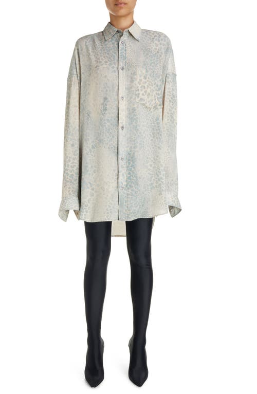 Balenciaga Bleached Leopard Print Cocoon Shirt Beige at Nordstrom,