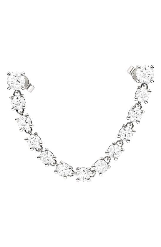 Hautecarat Lab-created Diamond Rope Chain Single Earring With Two Round Studs In 18k White Gold