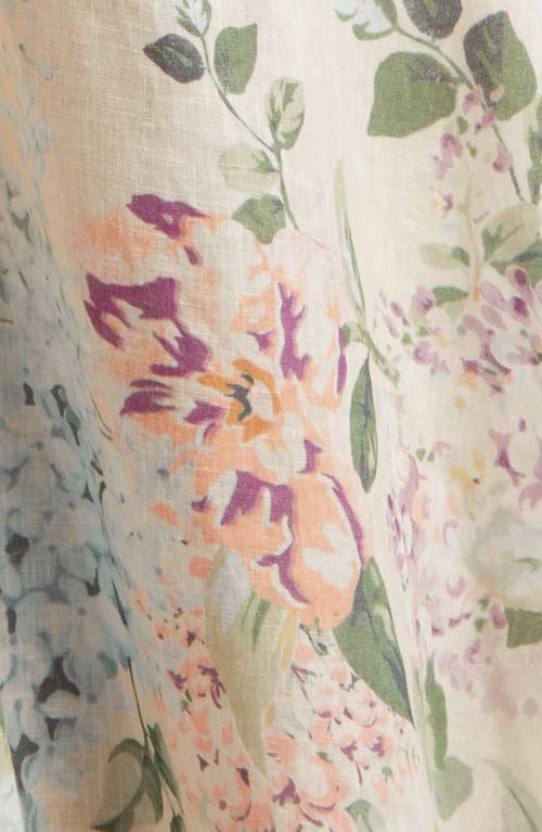 Shop Zimmermann Halliday Floral Long Sleeve Linen Shirtdress In Cream Watercolour Floral