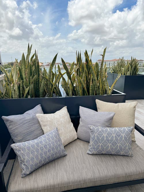 Anaya Pure Air Cool Tropics Outdoor Pillow In Indigo