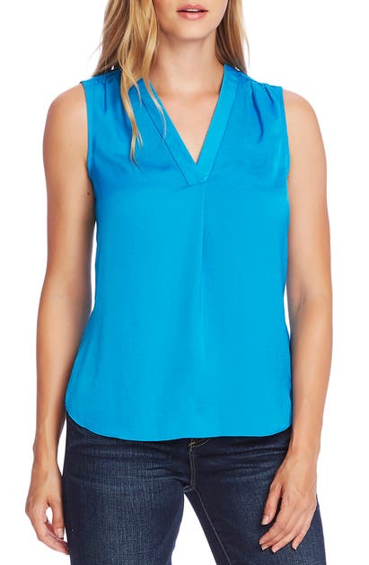 Vince Camuto Rumpled Satin Blouse In Lagoon