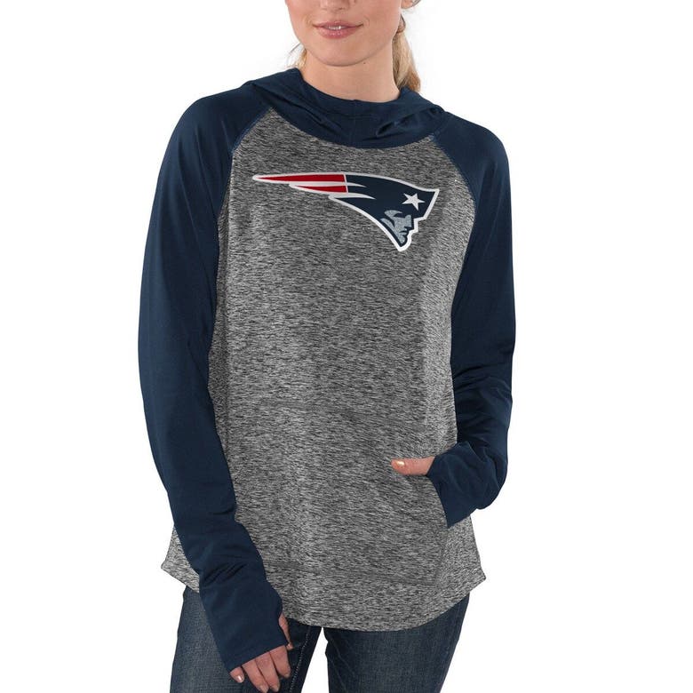 Shop G-iii 4her By Carl Banks Heathered Gray/navy New England Patriots Championship Ring Pullover Hoodie In Heather Gray