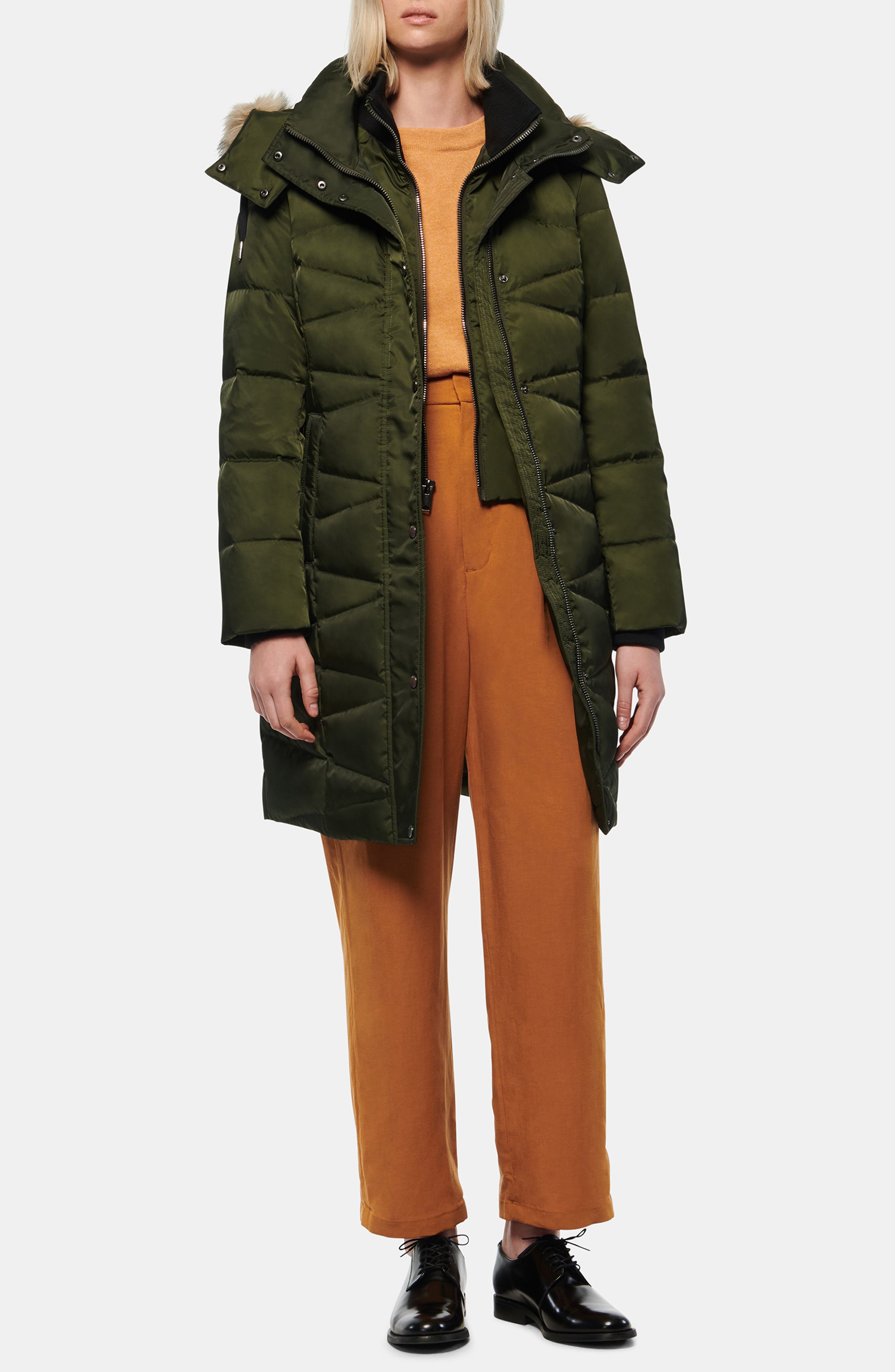 Andrew Marc | Malabar Bib Front Faux Fur Trim Quilted Puffer Jacket ...