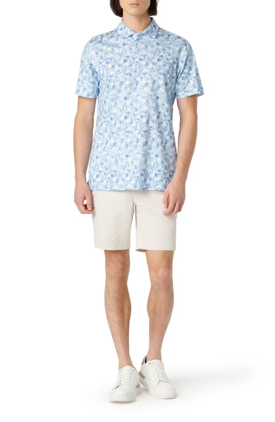 Shop Bugatchi Victor Ooohcotton® Palm Tree Print Polo In Azure