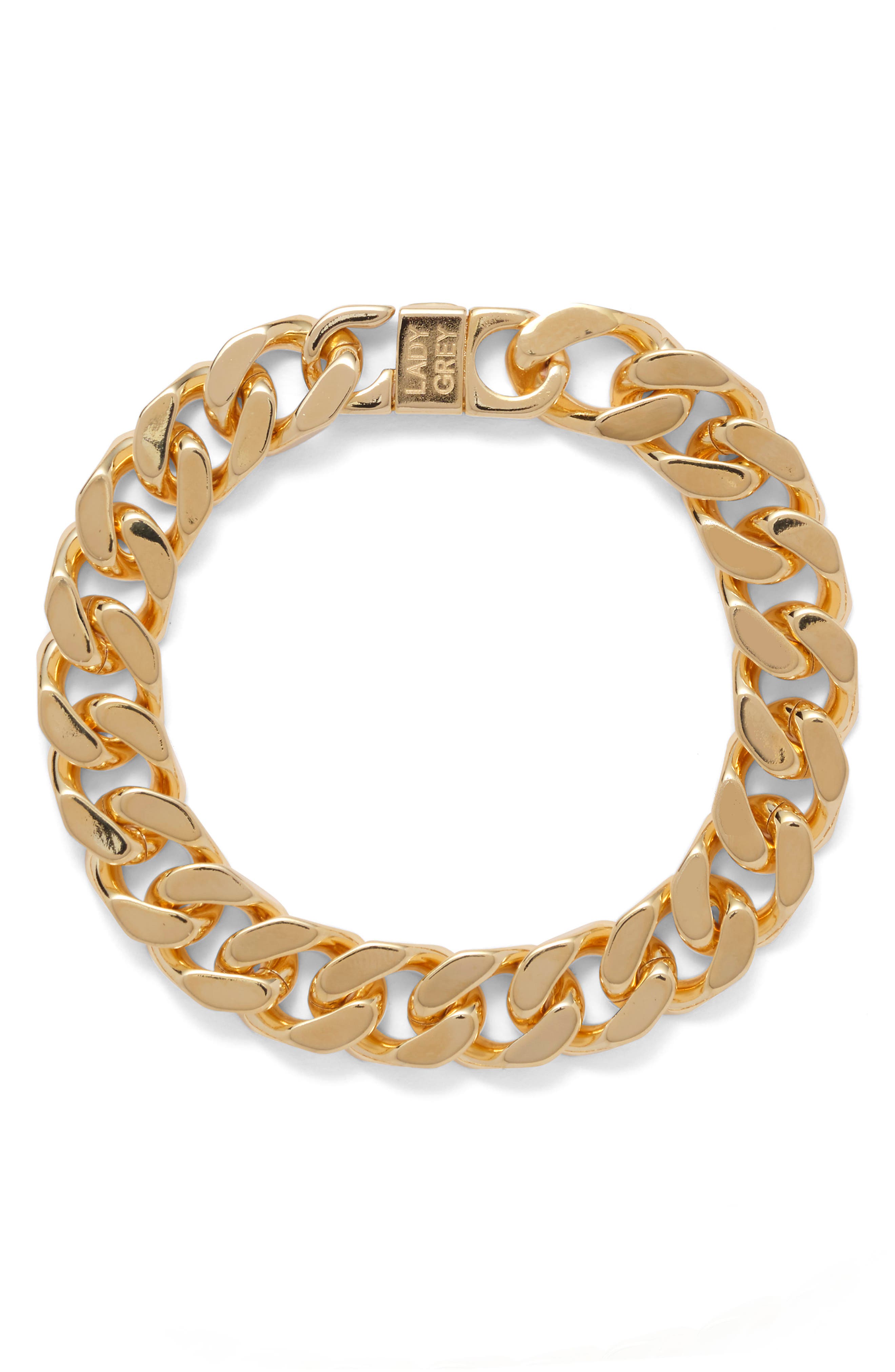 Lady Grey XXL Curb Chain Bracelet in Gold Cover