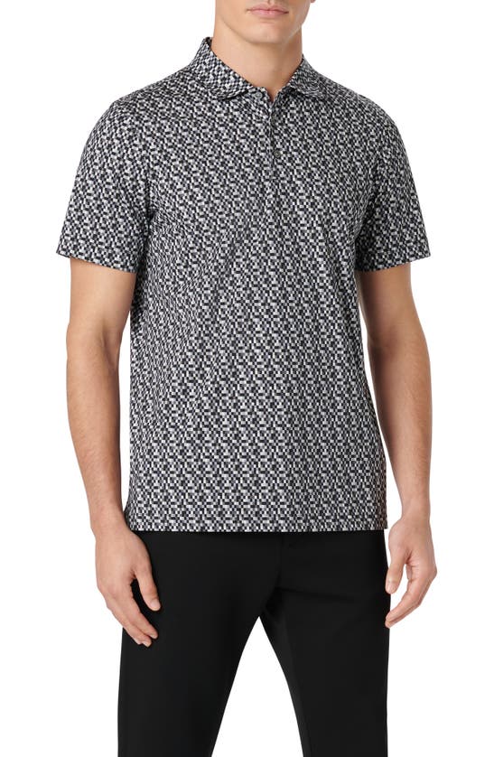 Shop Bugatchi Victor Ooohcotton® Pixel Check Print Polo In Black