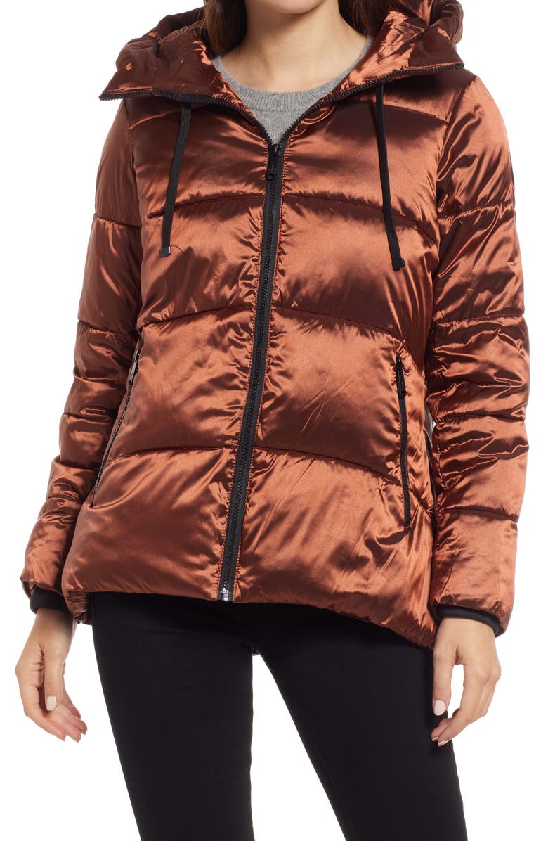 Sam Edelman Iridescent Water Repellent Hooded Puffer Jacket, Alternate, color, 