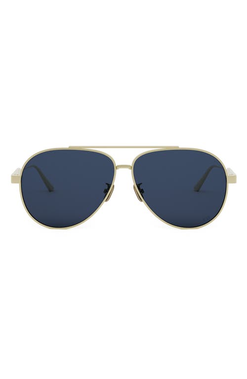 Cannage A1U 61mm Pilot Sunglasses in Gold/Solid Blue Lenses
