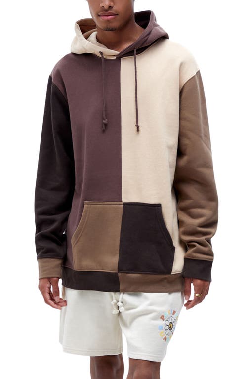 PacSun Chocolate Colorblock Cotton Blend Oversize Hoodie in Brown