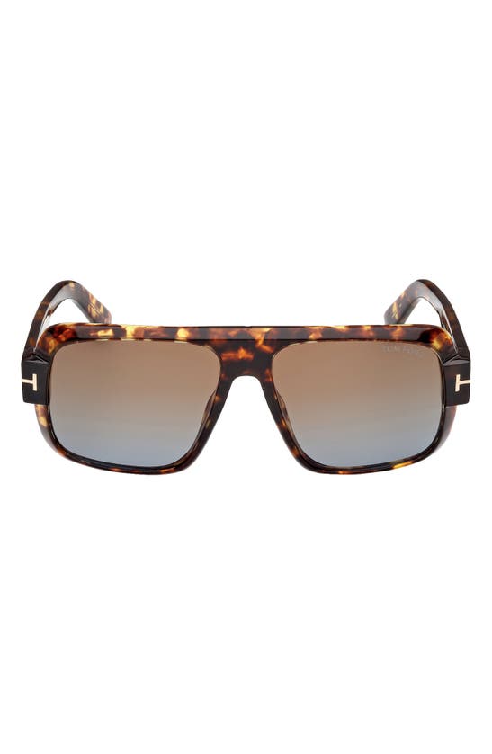 Shop Tom Ford Turner 58mm Navigator Sunglasses In Havana / Brownlight Blue