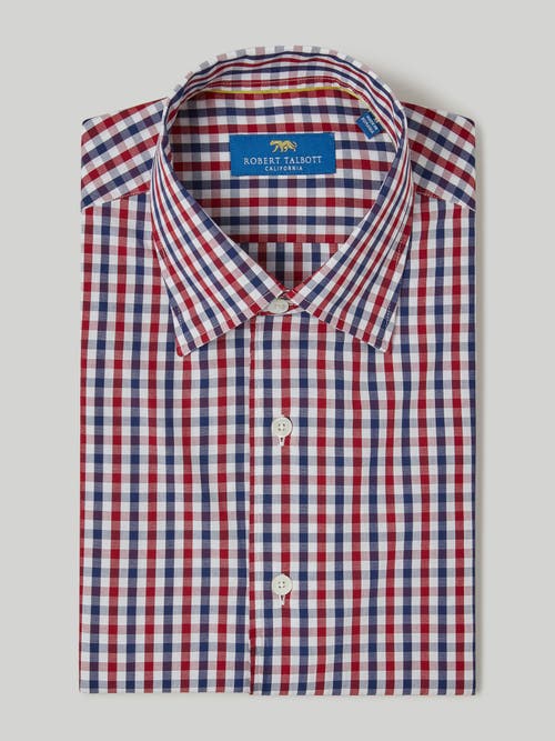 Robert Talbott Morgan Large Check Shirt In Navy/red