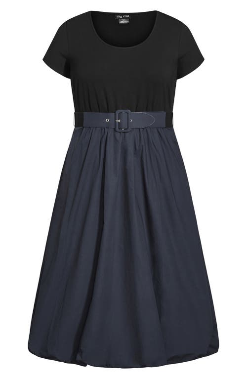 Shop City Chic Paris Days Belted Midi Dress In Navy/blackdnu