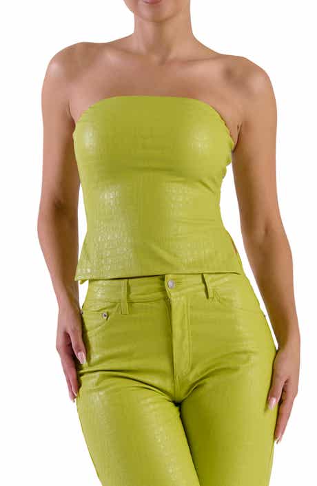 Naked Wardrobe The Crocodile Collection Croc Embossed Faux Leather Tank  Bodysuit