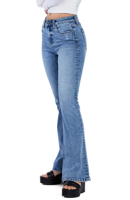 Hint Of Blu Happy High Waist Flare Jeans In Infinite Blue