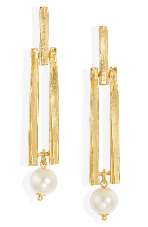 Karine Sultan Pearl Drop Earrings in Gold