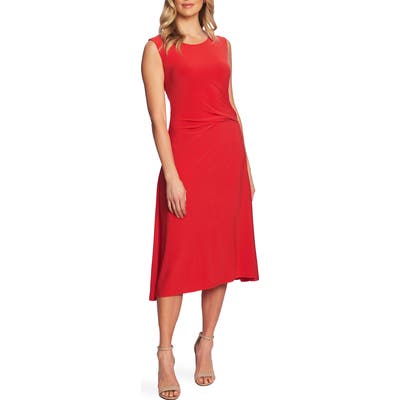 Chaus Side Ruched Midi Dress, Red