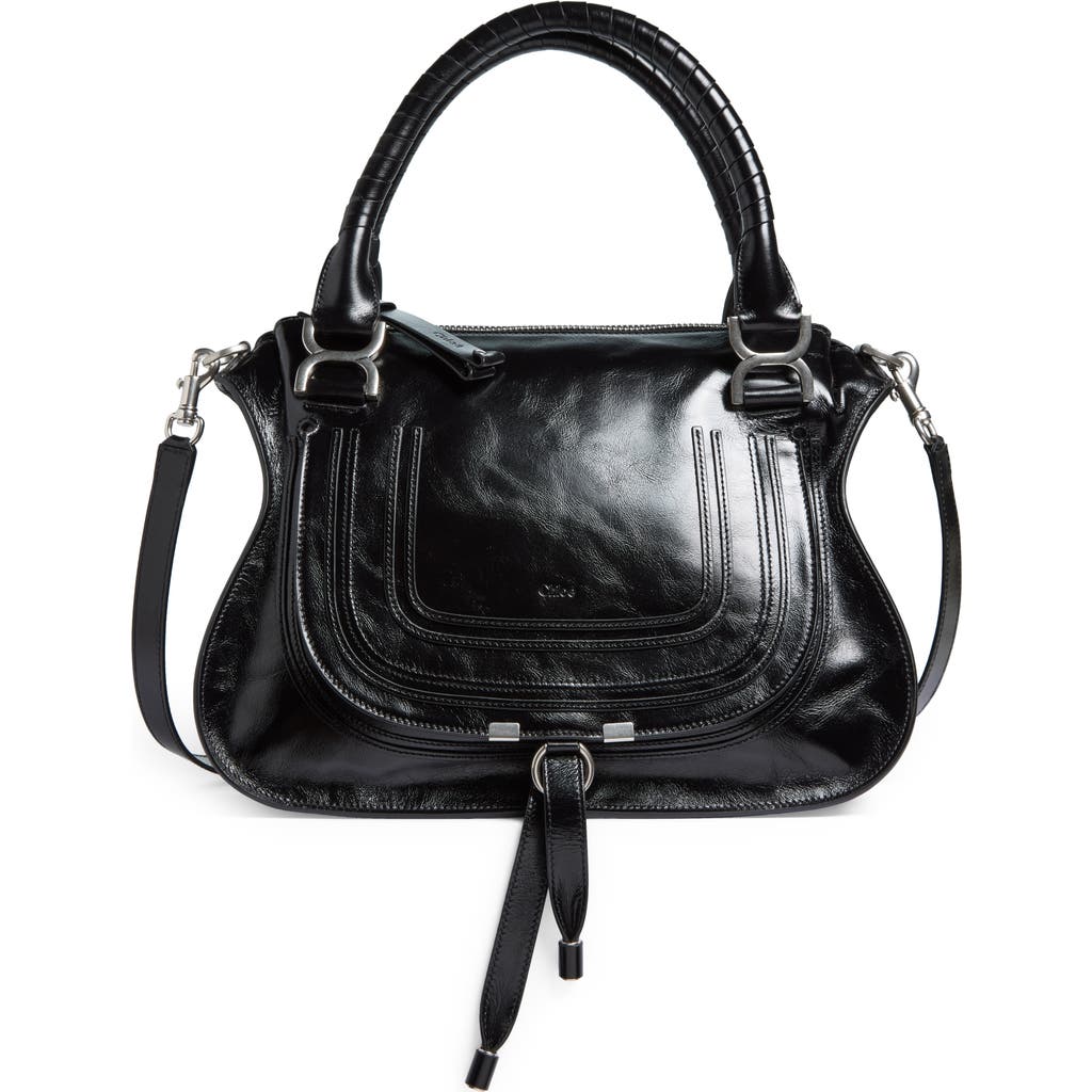 Chloé Medium Marcie Leather Satchel In 001 Black