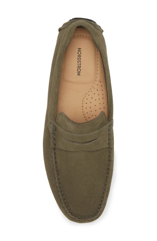 Shop Nordstrom Driving Penny Loafer In Olive Suede