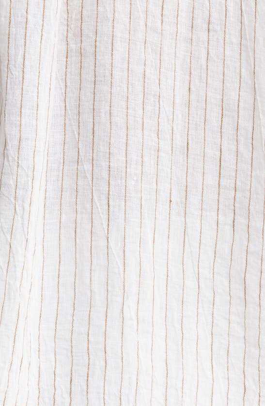 Shop Eileen Fisher Organic Linen Button-up Shirt In White/ Bronze