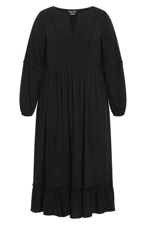 Shop City Chic Alena Long Sleeve Midi Dress In Black