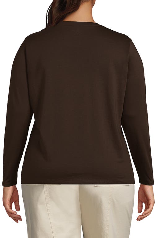 Shop Lands' End Plus Size Relaxed Supima Cotton Long Sleeve Crew Neck T-shirt In Rich Coffee