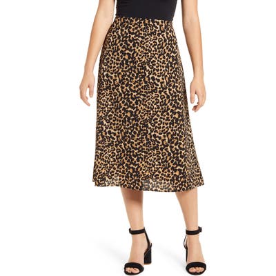 Loveapella Leopard Print Midi Skirt, Brown