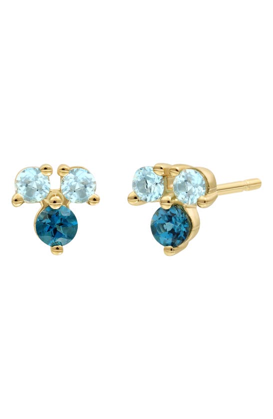 Shop Bony Levy Semiprecous Stone 14k Gold Stud Earrings In 14k Yg London Blue Topaz