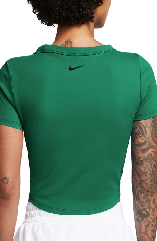 Shop Nike Phoenix Fleece Short Sleeve Crop Sweatshirt In Malachite/ Black