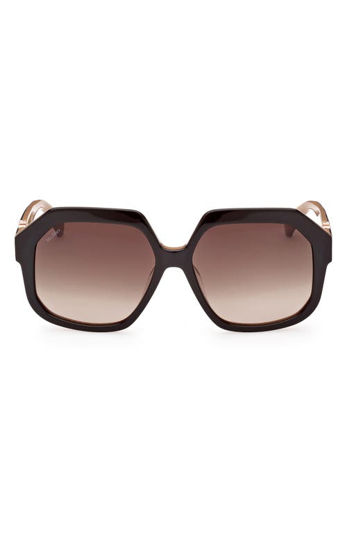 Max Mara 57mm Geometric Sunglasses in Dark Brown/Other/Grad Brown