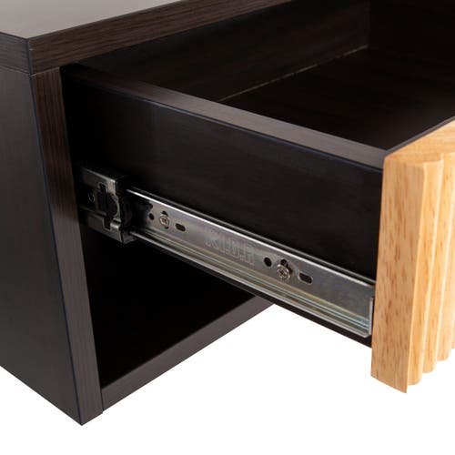 Jonathan Y Elise Classic Contemporary Floating Wall Mounted Nightstand With Soft-close Tambour Drawe In Black/light Oak
