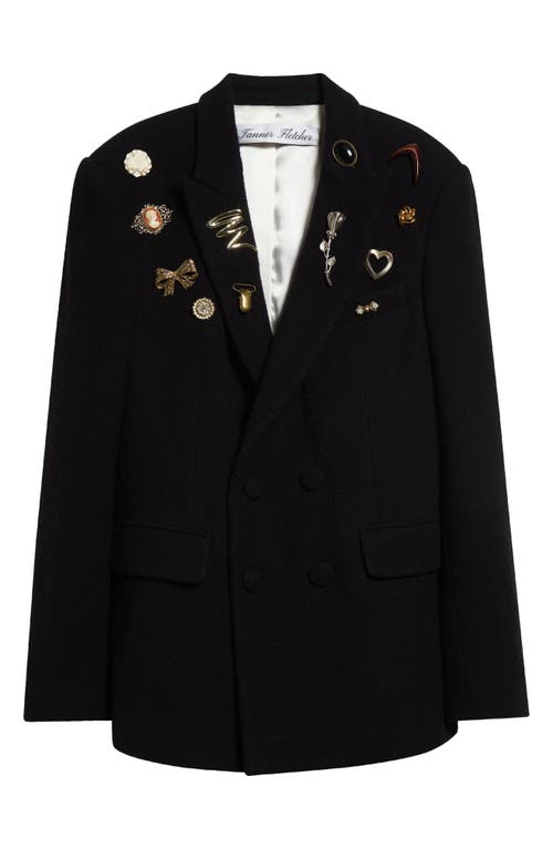 Shop Tanner Fletcher Gender Inclusive Benedict Brooch Detail Blazer In Black